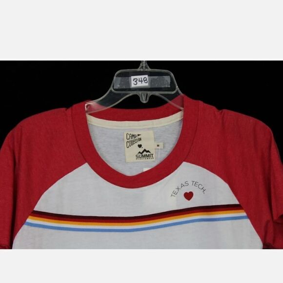 SUMMIT CAMP COLLECTION RAGLAND W/RAINBOW STRIPE TEXAS TECH SS TEE TSHIRT M NWT - Picture 3 of 7